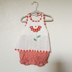 SOLD 6-9mon Vintage Boutique Onesie - Flower Halter Neck w/ Ruffle Hem - NEW